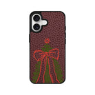 iPhone Festive Ribbon Leather Deri Telefon Kılıfı Bordo - Sumthincs