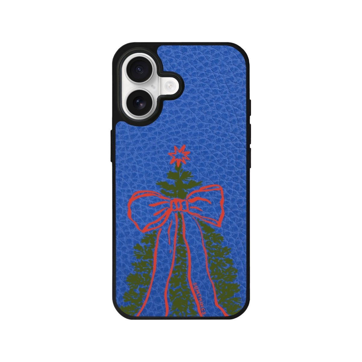 iPhone Festive Ribbon Leather Deri Telefon Kılıfı Mavi - Sumthincs