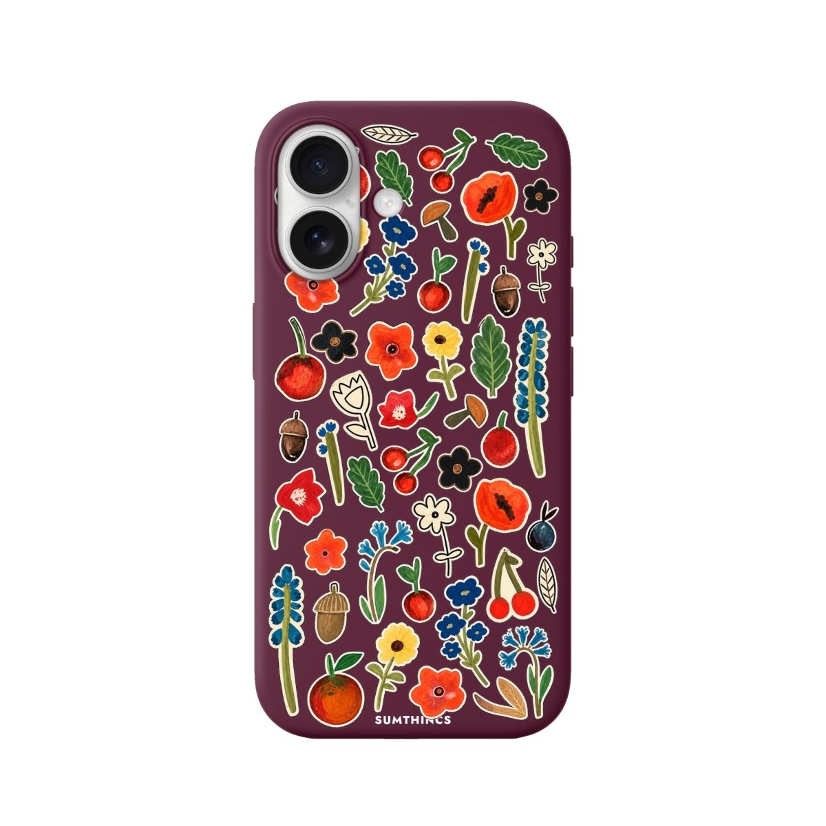 iPhone Folk Garden Premium Telefon Kılıfı Bordo - Sumthincs