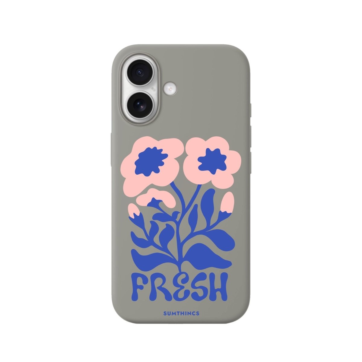 iPhone Fresh Flowers Premium Telefon Kılıfı Gri - Sumthincs