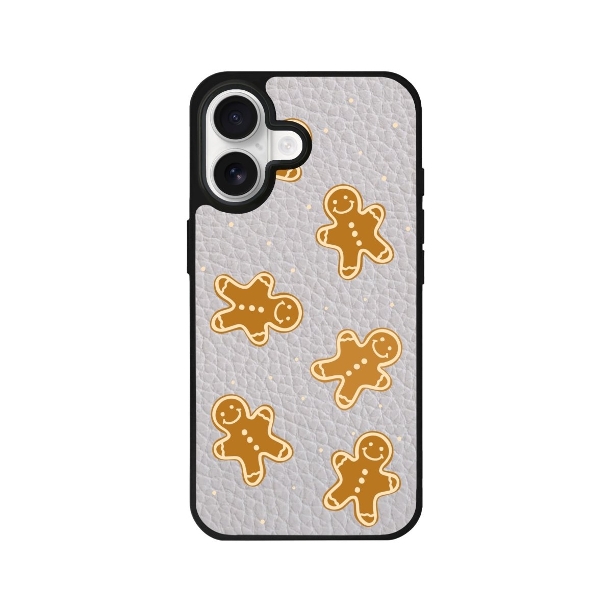 iPhone Gingerbread Man Leather Deri Telefon Kılıfı Gri - Sumthincs