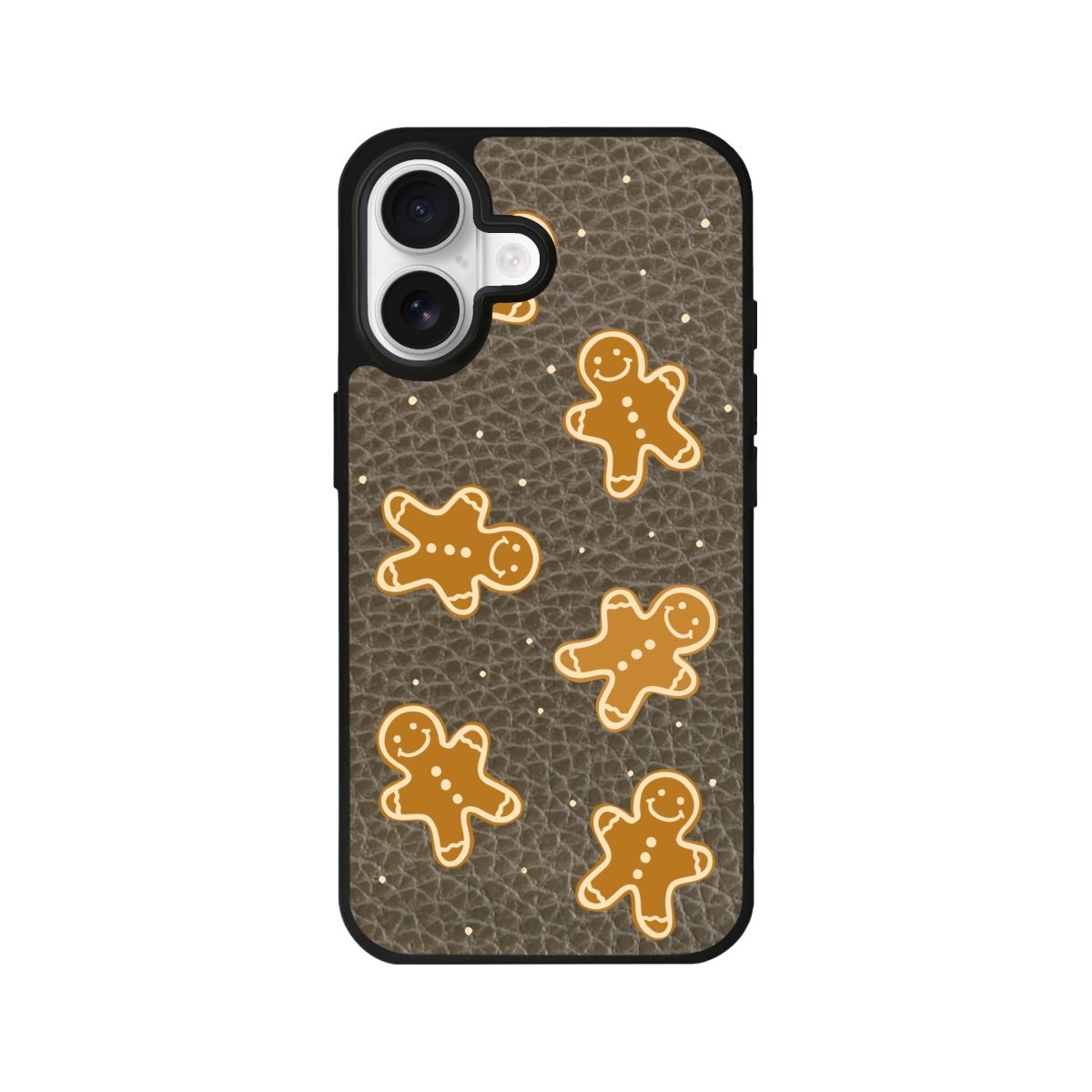 iPhone Gingerbread Man Leather Deri Telefon Kılıfı Haki - Sumthincs