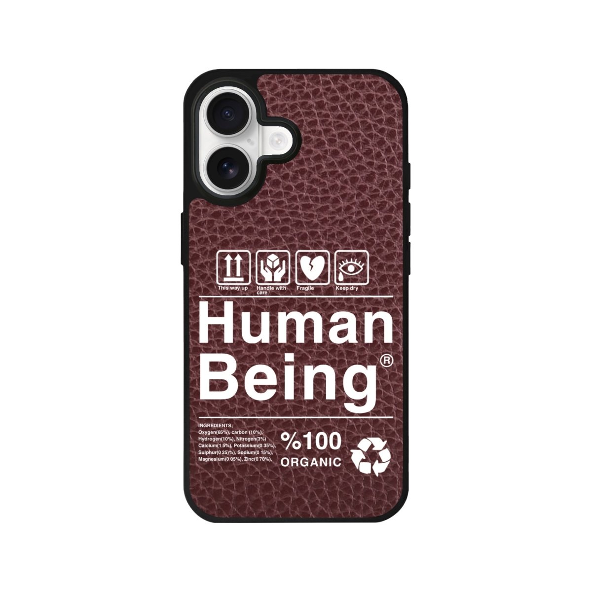 iPhone Human Being Leather Deri Telefon Kılıfı Bordo - Sumthincs