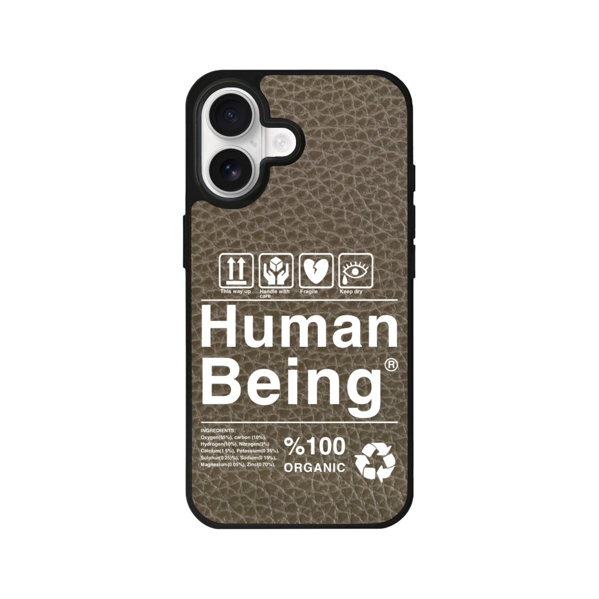 iPhone Human Being Leather Deri Telefon Kılıfı Haki - Sumthincs