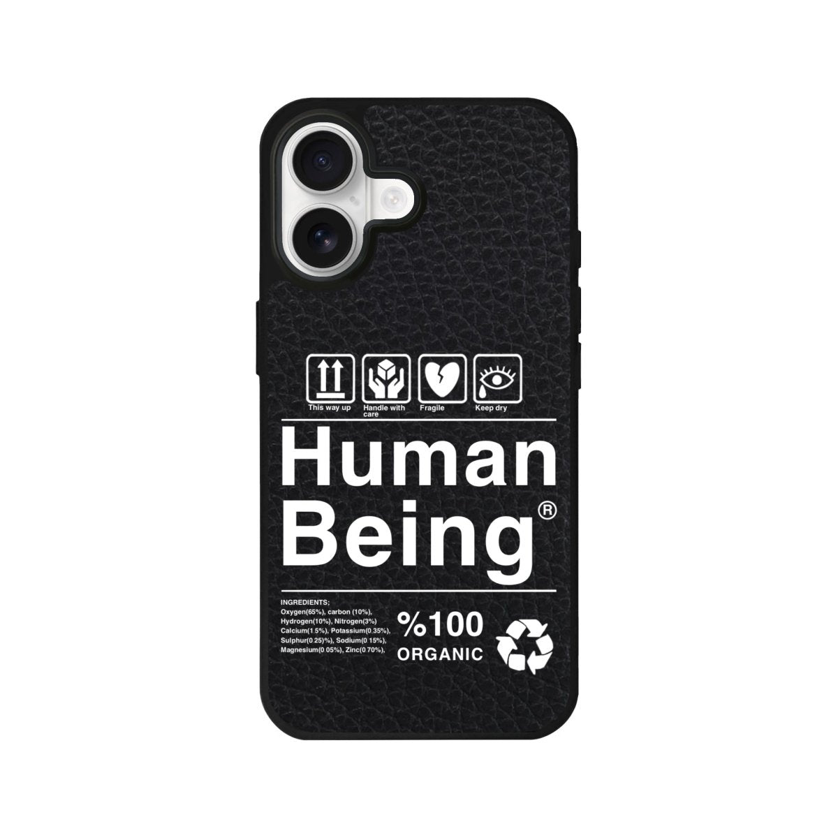 iPhone Human Being Leather Deri Telefon Kılıfı Siyah - Sumthincs