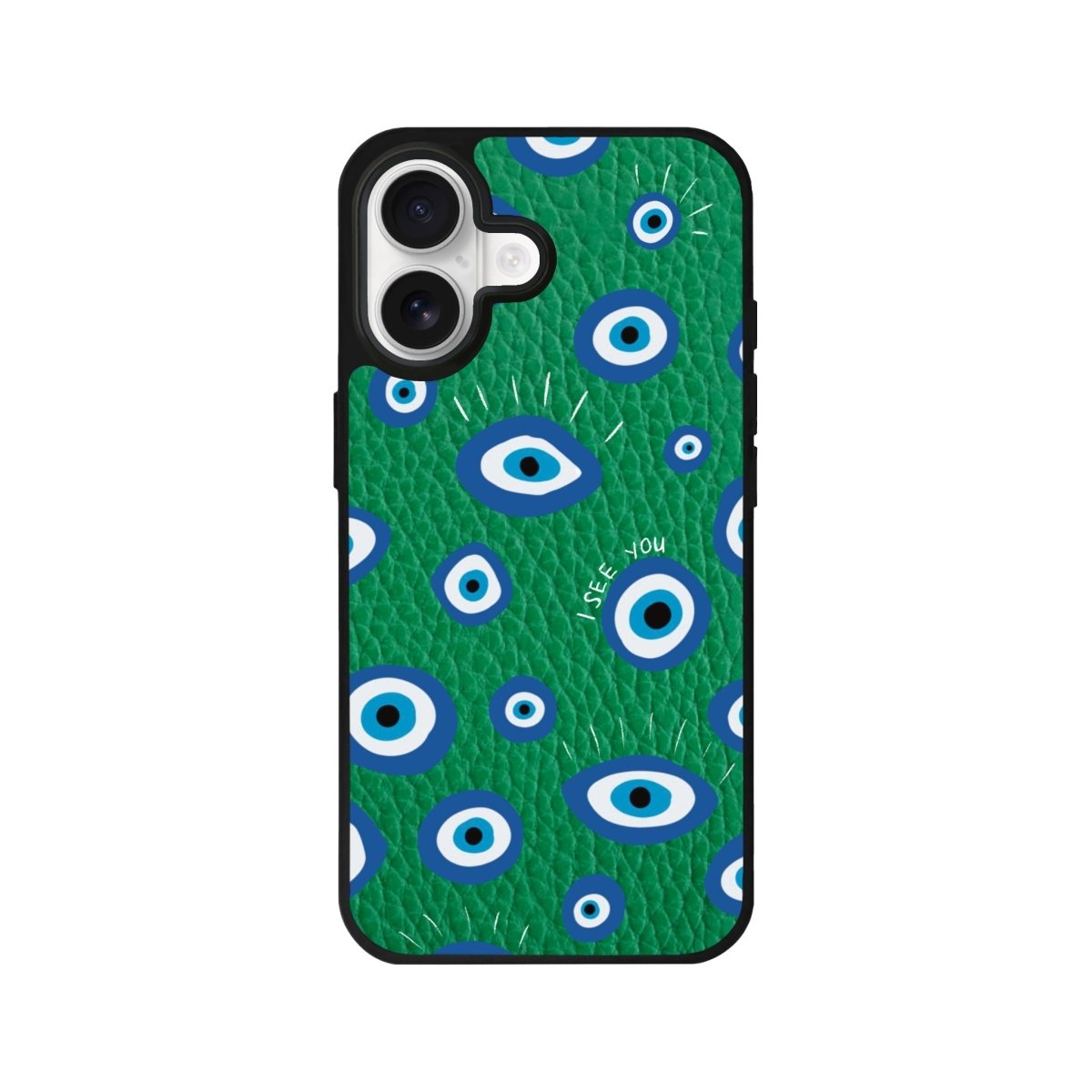 iPhone I See You Leather Deri Telefon Kılıfı Yeşil - Sumthincs