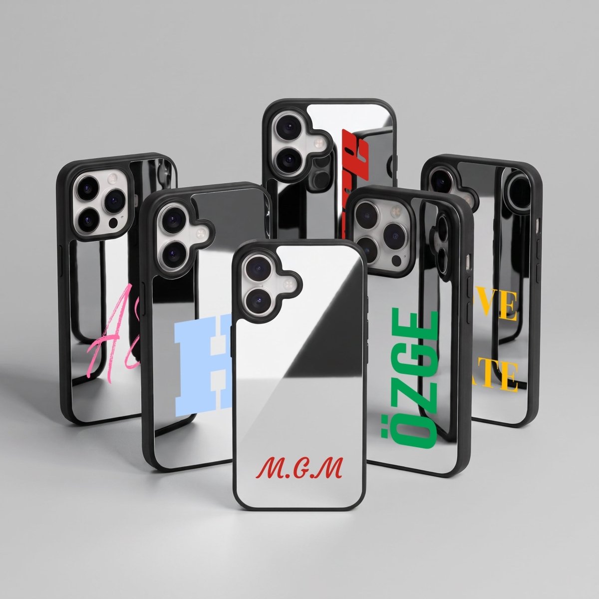 iPhone Kişiye Özel Yazı Baskılı Mirror Aynalı Telefon Kılıfı Yatay - Sumthincs