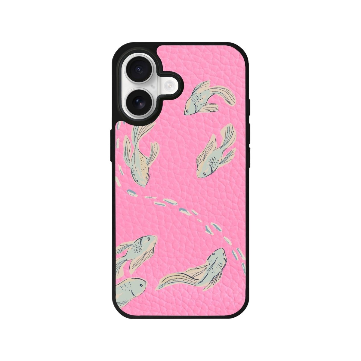 iPhone Koi Fish Leather Deri Telefon Kılıfı Kahverengi - Sumthincs