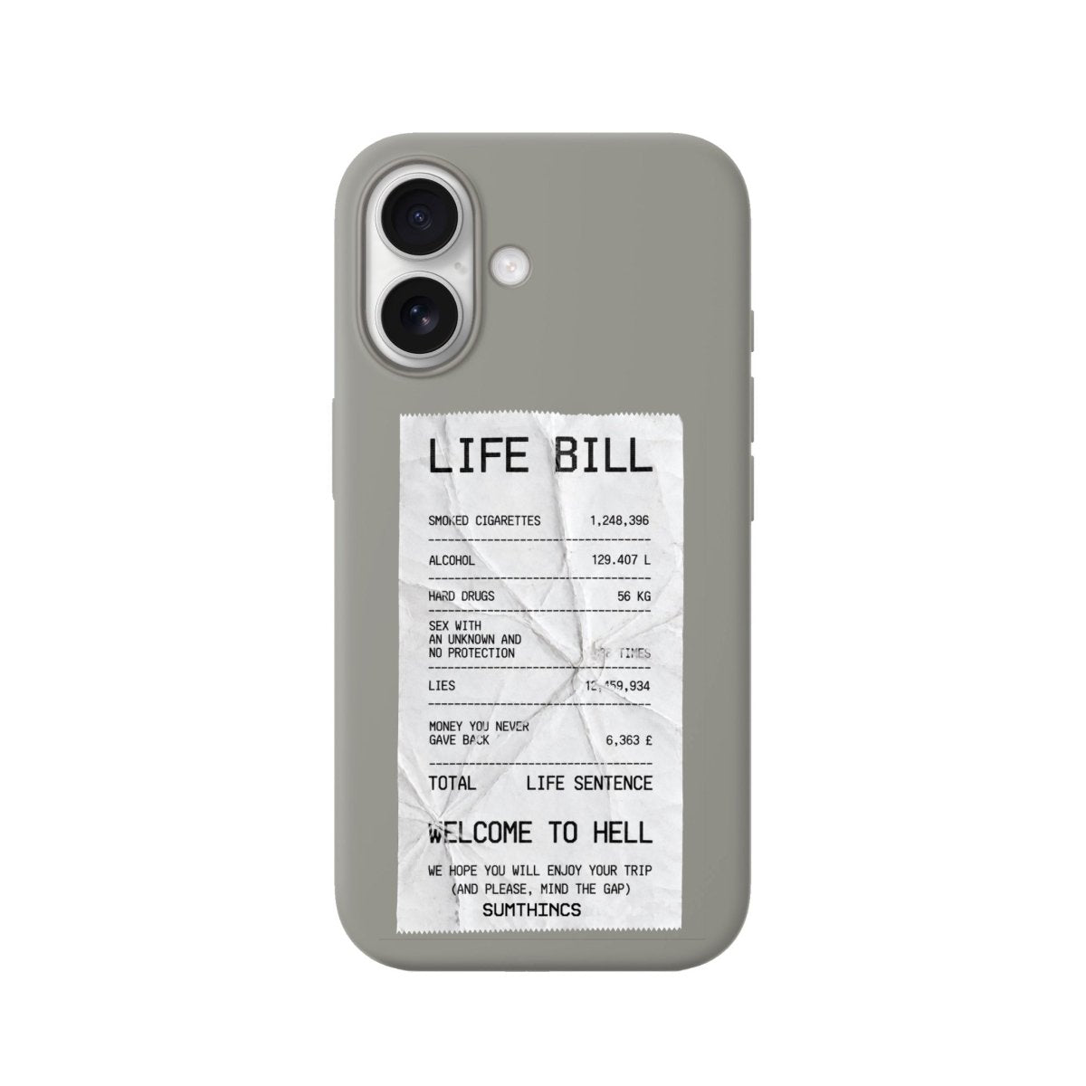 iPhone Life Bill Premium Telefon Kılıfı Gri - Sumthincs