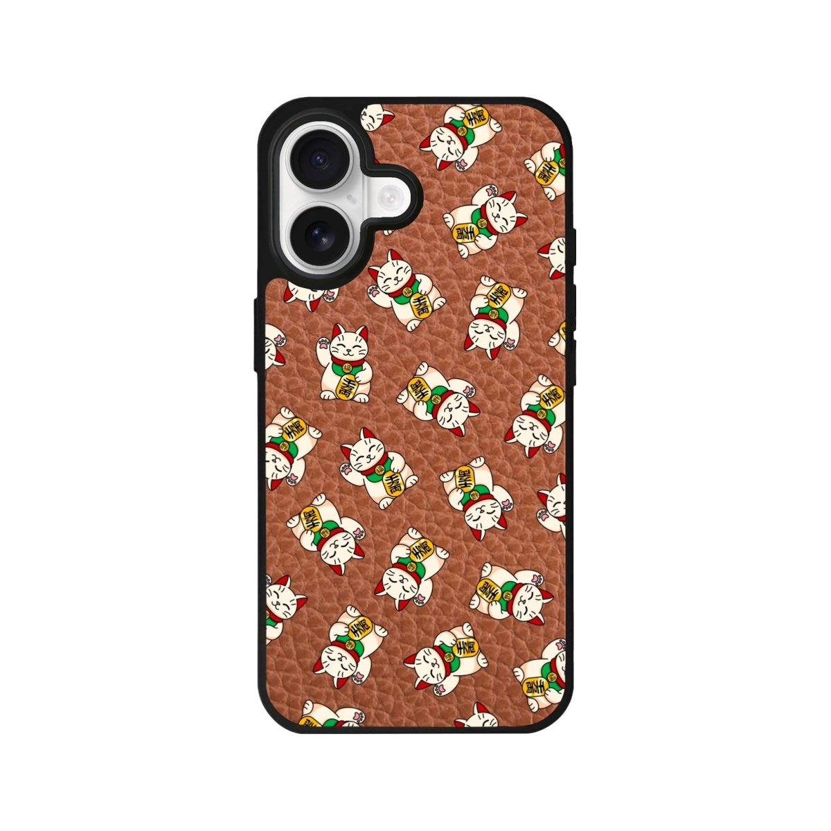 iPhone Maneki Neko Leather Deri Telefon Kılıfı Kahverengi - Sumthincs