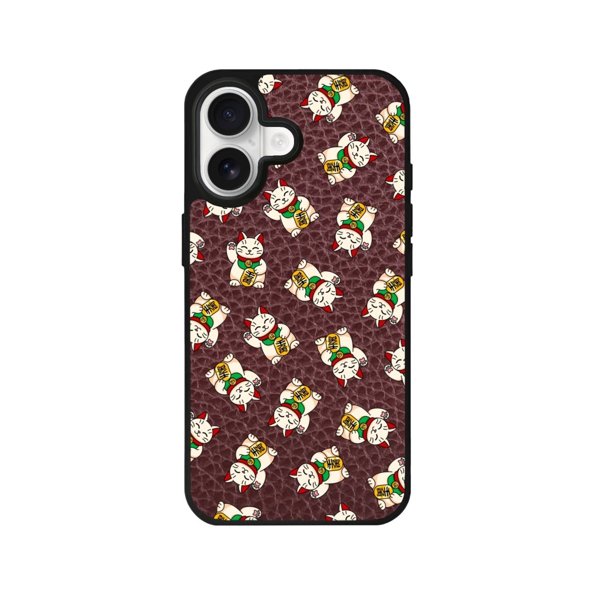 iPhone Maneki Neko Leather Deri Telefon Kılıfı Bordo - Sumthincs