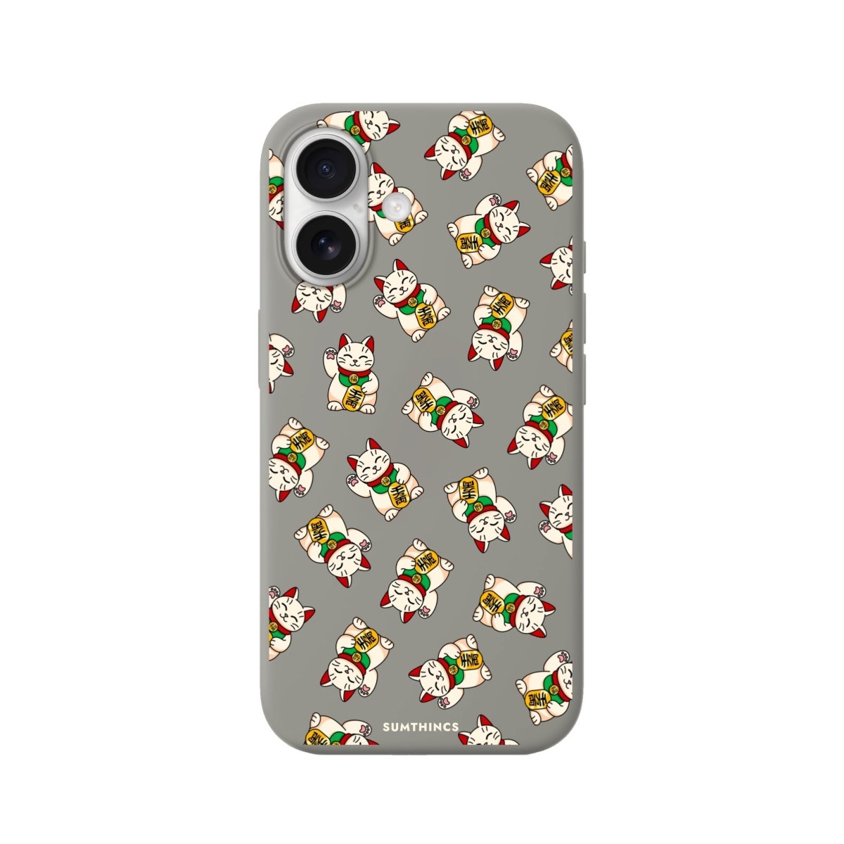 iPhone Maneki Neko Premium Telefon Kılıfı Gri - Sumthincs