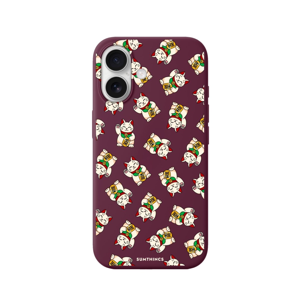iPhone Maneki Neko Premium Telefon Kılıfı Bordo - Sumthincs