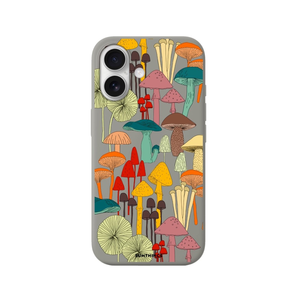 iPhone Mushrooms Premium Telefon Kılıfı Gri - Sumthincs