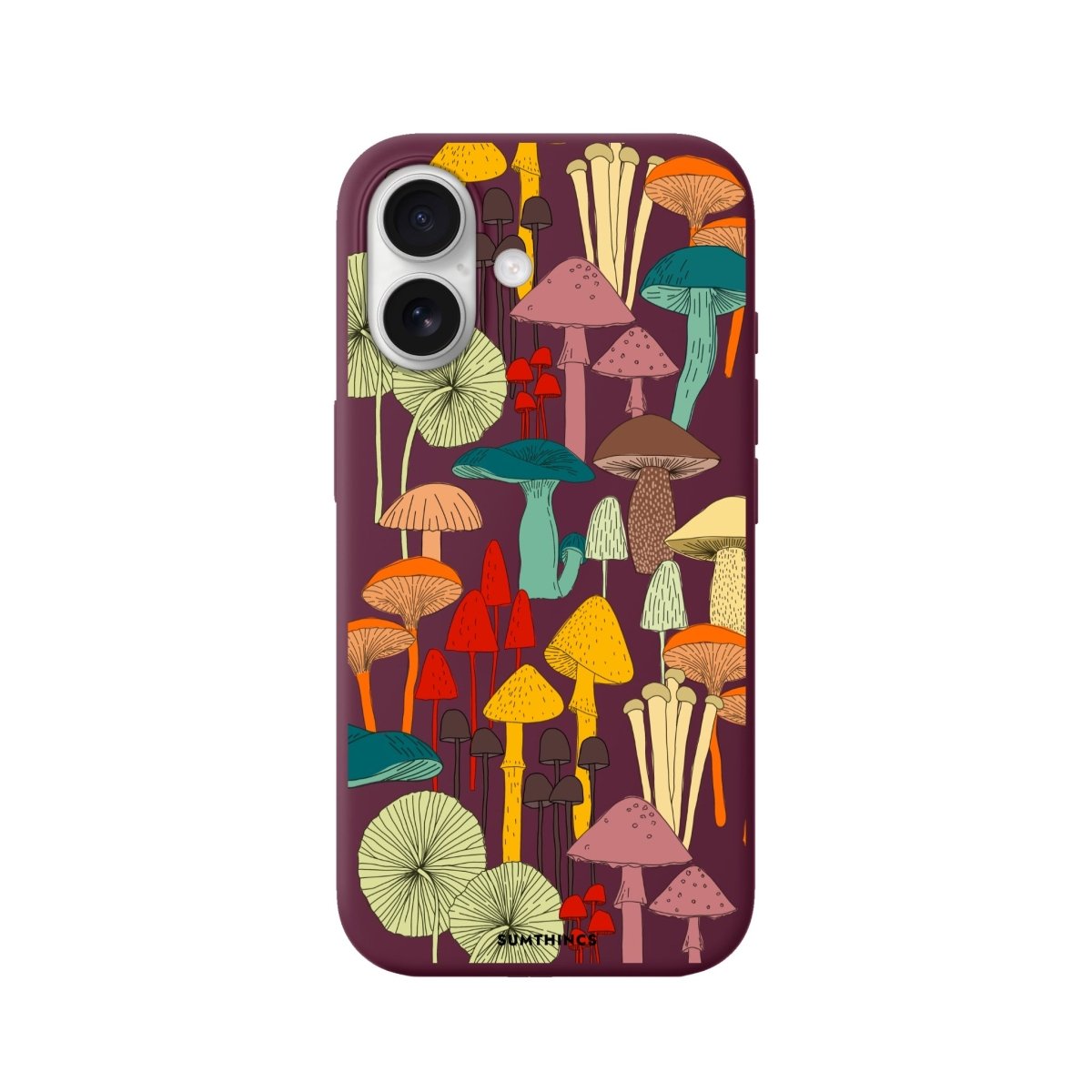 iPhone Mushrooms Premium Telefon Kılıfı Bordo - Sumthincs