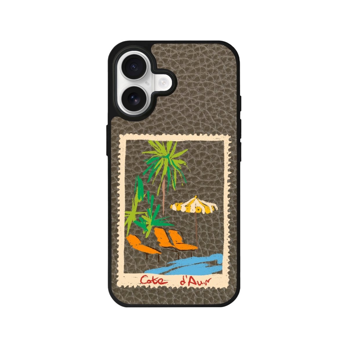 iPhone Postcard Leather Deri Telefon Kılıfı Haki - Sumthincs