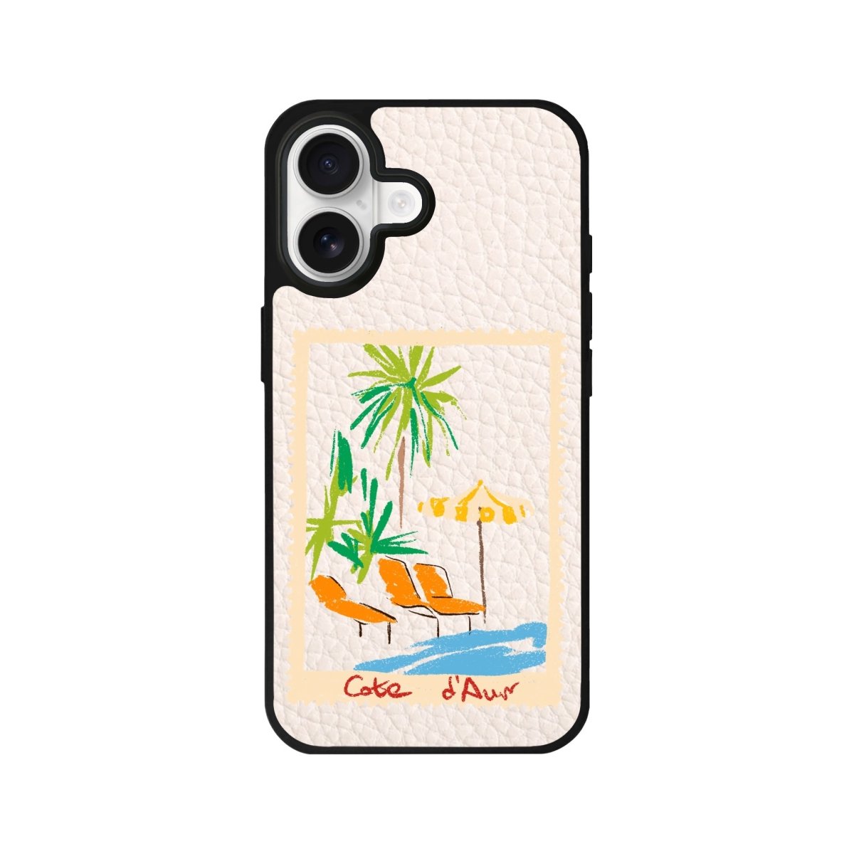iPhone Postcard Leather Deri Telefon Kılıfı Bej - Sumthincs