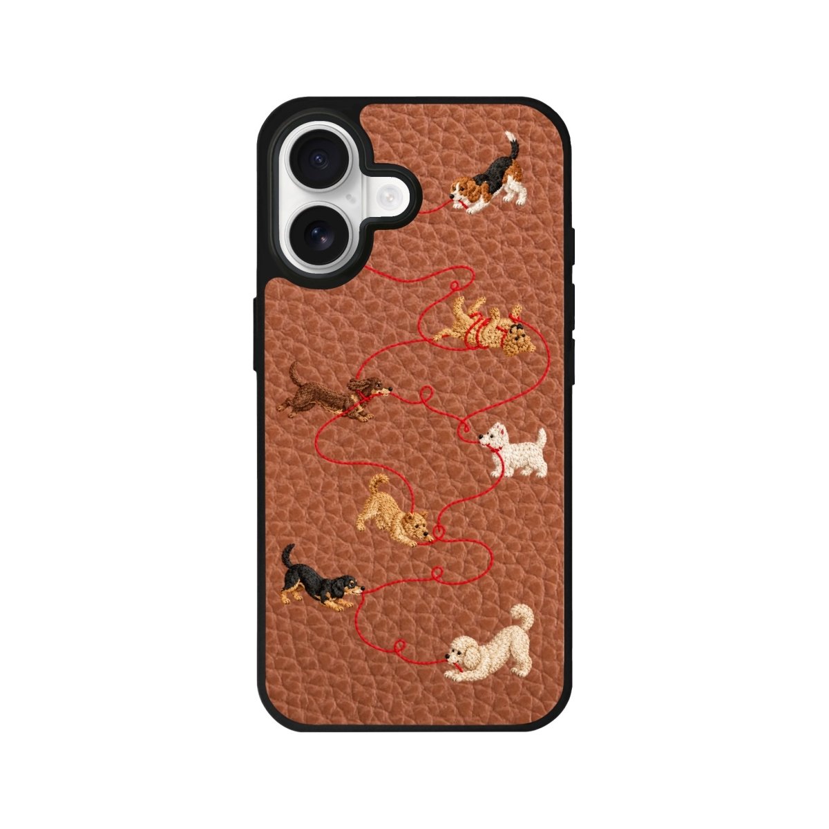 iPhone Puppy Leather Deri Telefon Kılıfı Kahverengi - Sumthincs