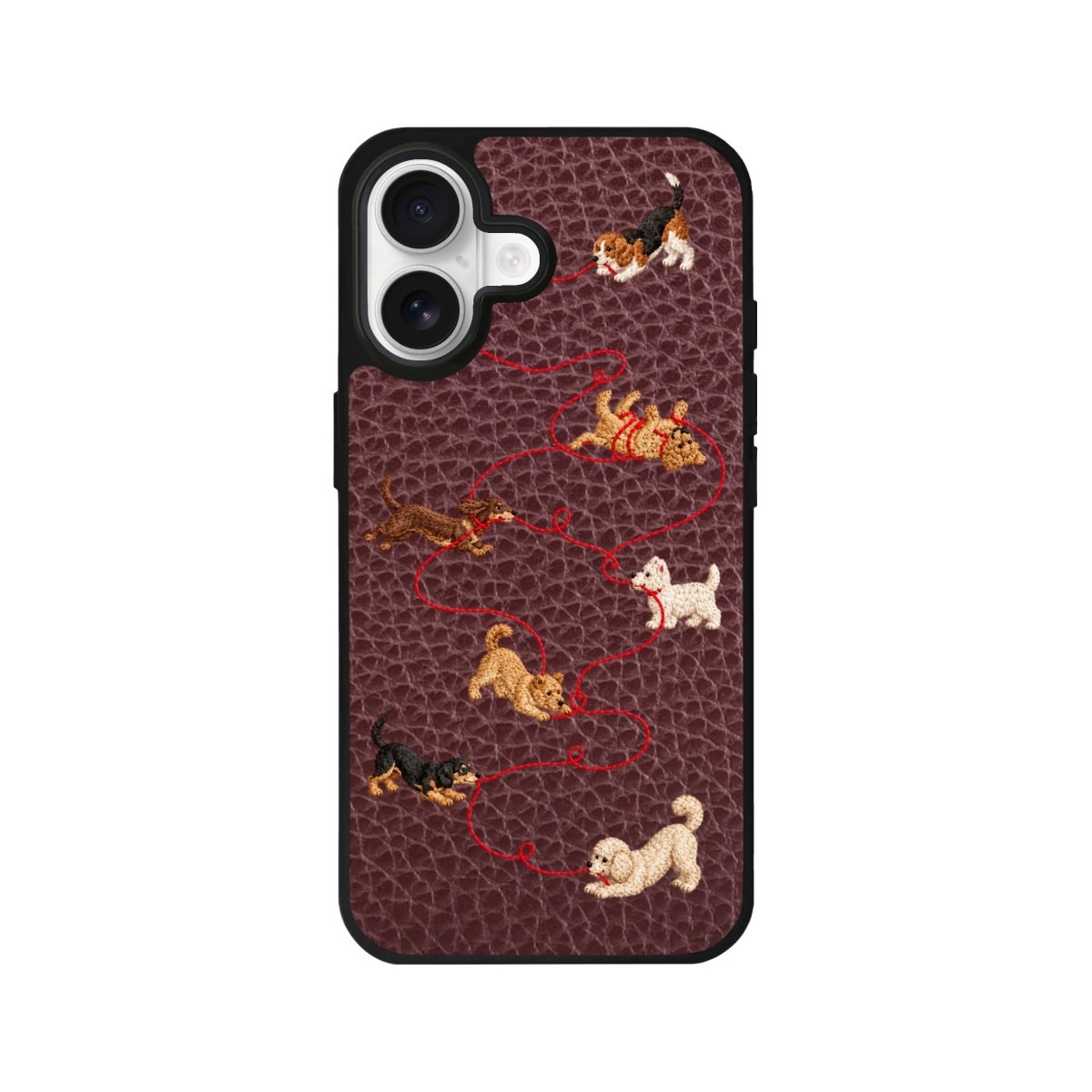 iPhone Puppy Leather Deri Telefon Kılıfı Bordo - Sumthincs