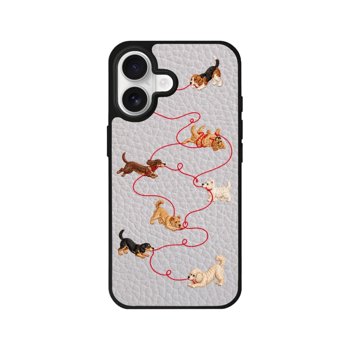 iPhone Puppy Leather Deri Telefon Kılıfı Gri - Sumthincs