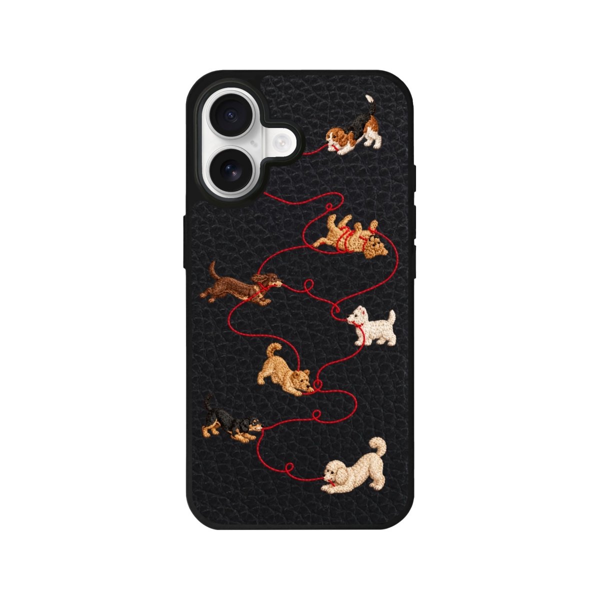 iPhone Puppy Leather Deri Telefon Kılıfı Siyah - Sumthincs