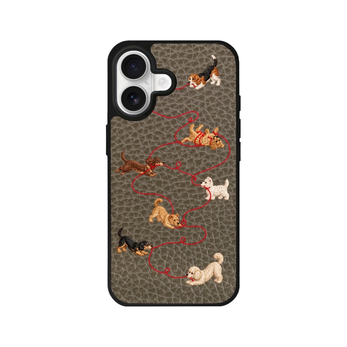 iPhone Puppy Leather Deri Telefon Kılıfı Haki - Sumthincs