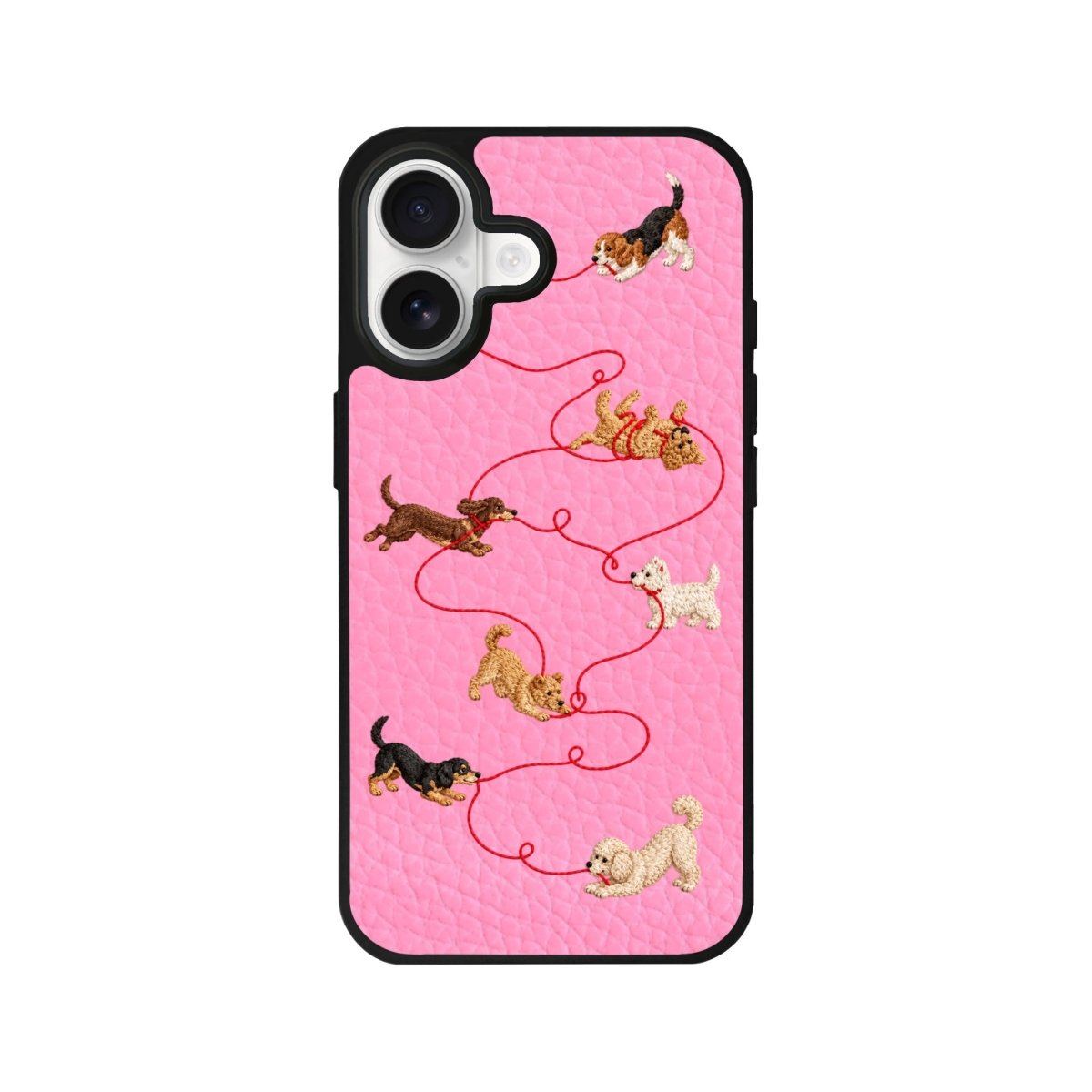 iPhone Puppy Leather Deri Telefon Kılıfı Pembe - Sumthincs
