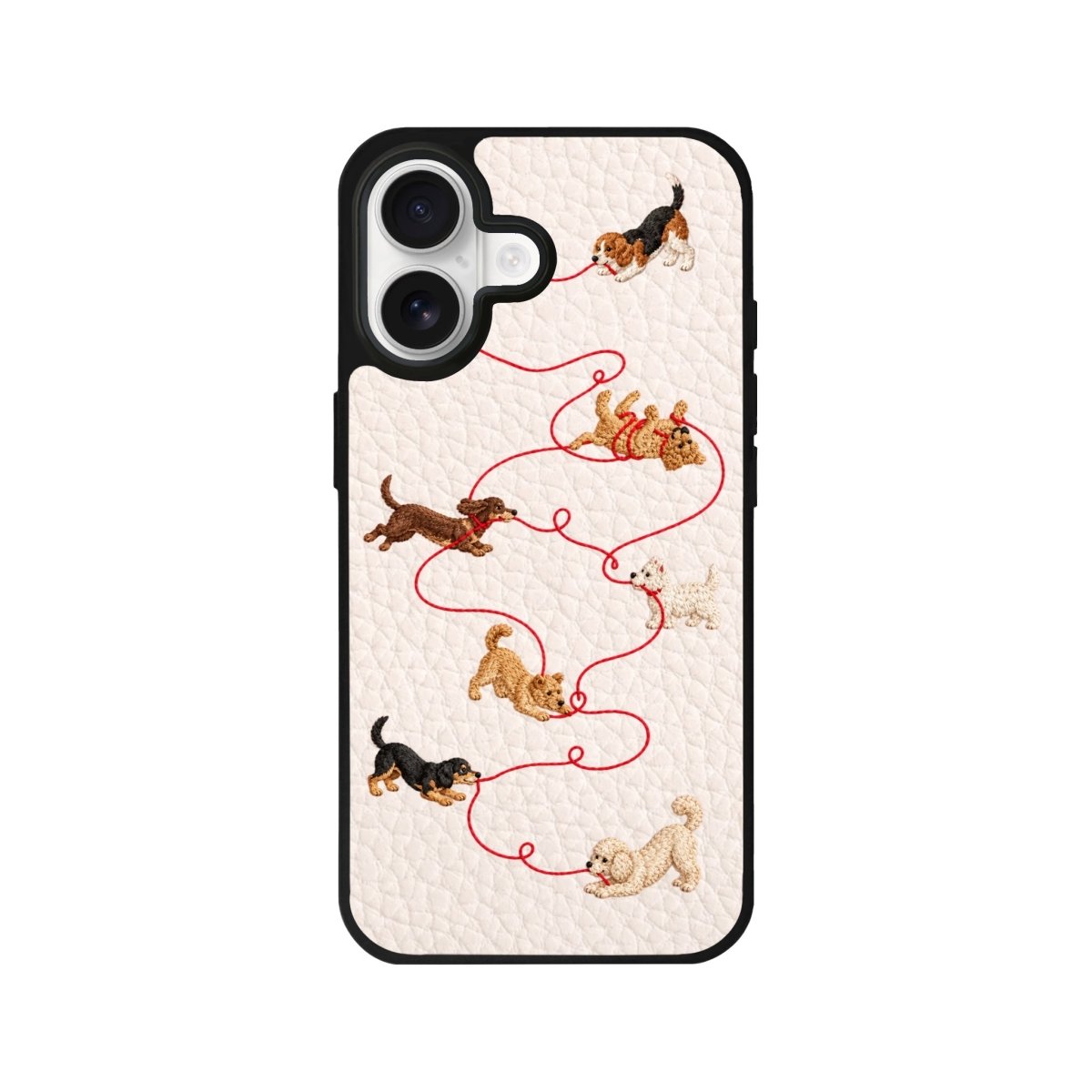 iPhone Puppy Leather Deri Telefon Kılıfı Bej - Sumthincs
