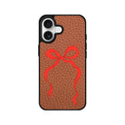 iPhone Red Bow Leather Deri Telefon Kılıfı Kahverengi - Sumthincs