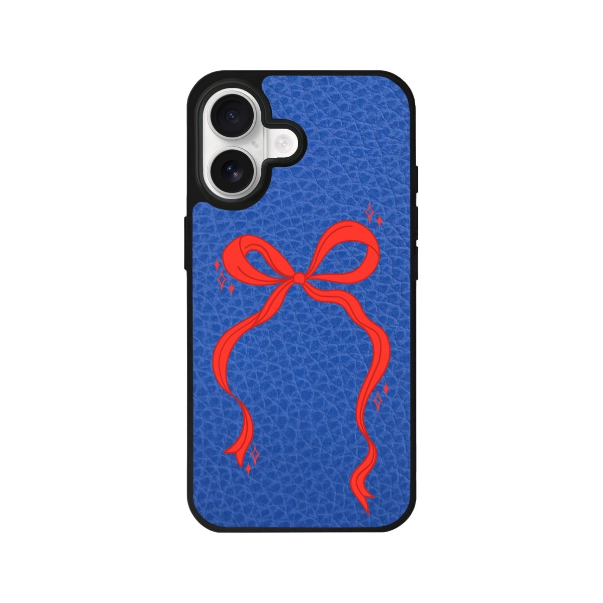 iPhone Red Bow Leather Deri Telefon Kılıfı Mavi - Sumthincs