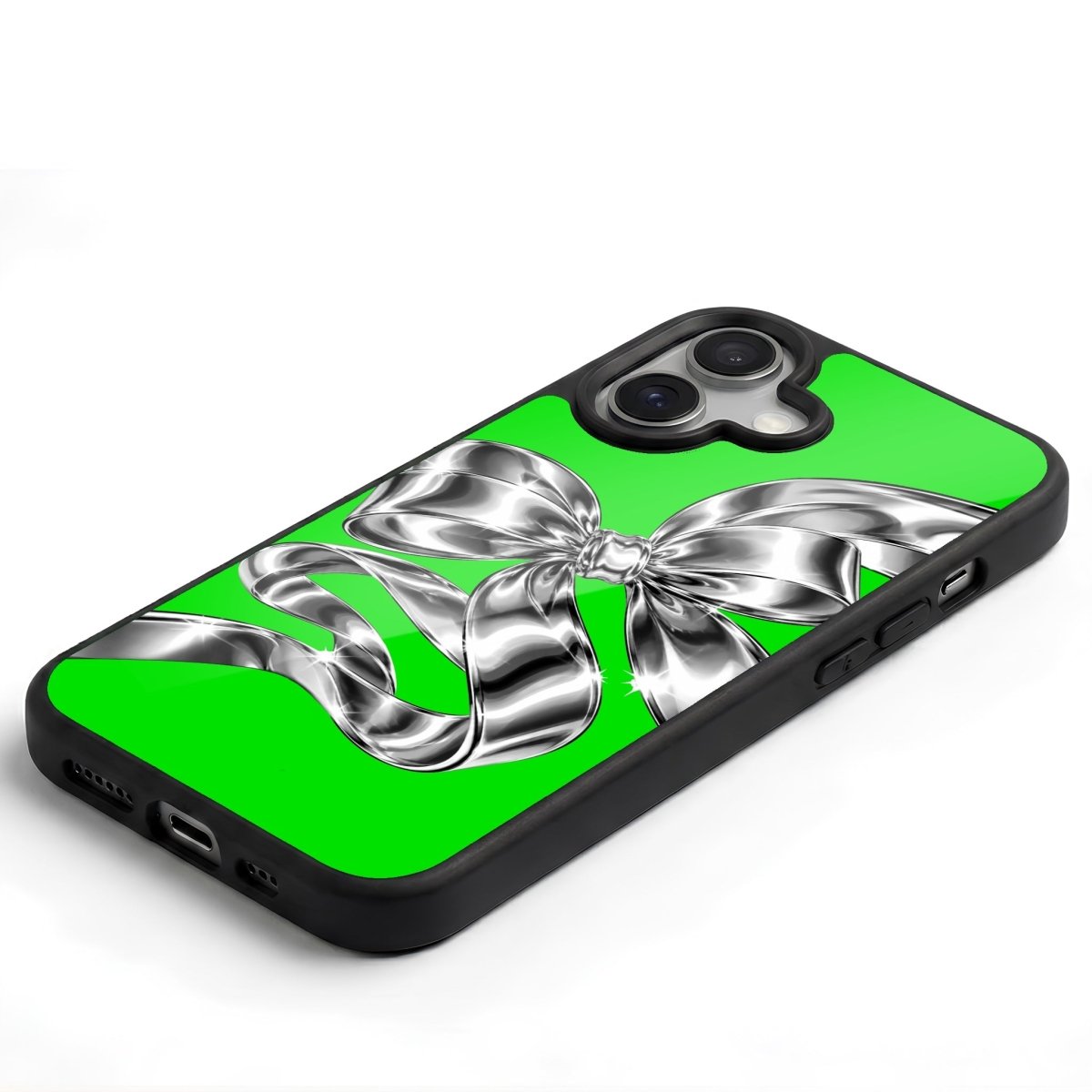 iPhone Silver Bow Glossy Telefon Kılıfı - Sumthincs