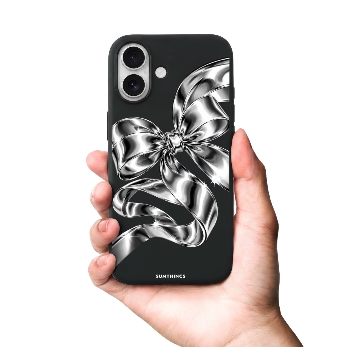 iPhone Silver Bow Premium Telefon Kılıfı Bordo - Sumthincs