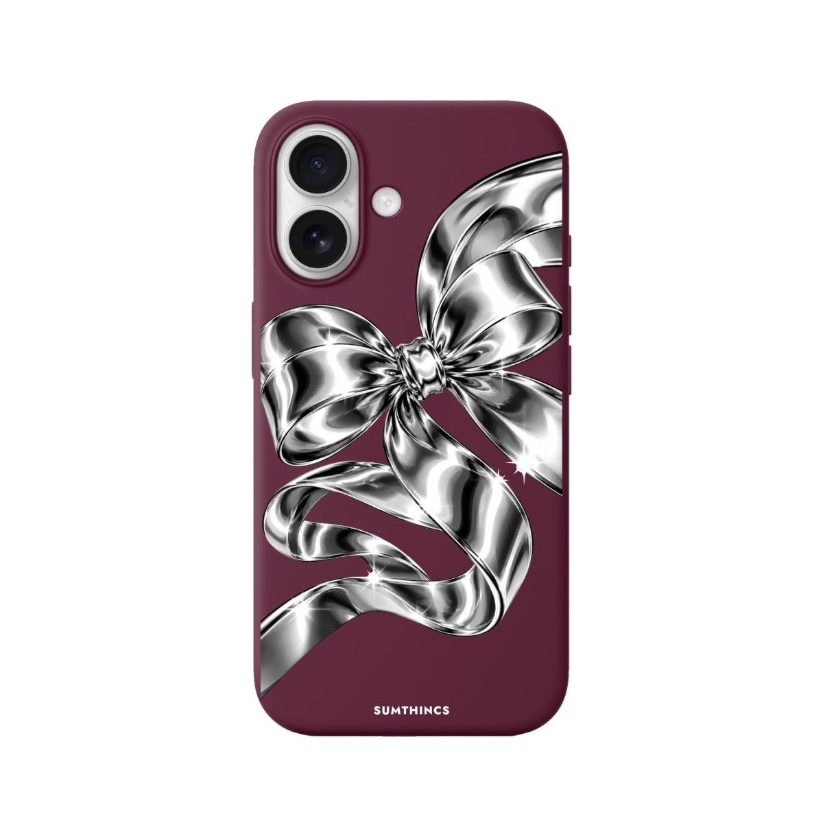 iPhone Silver Bow Premium Telefon Kılıfı Bordo - Sumthincs