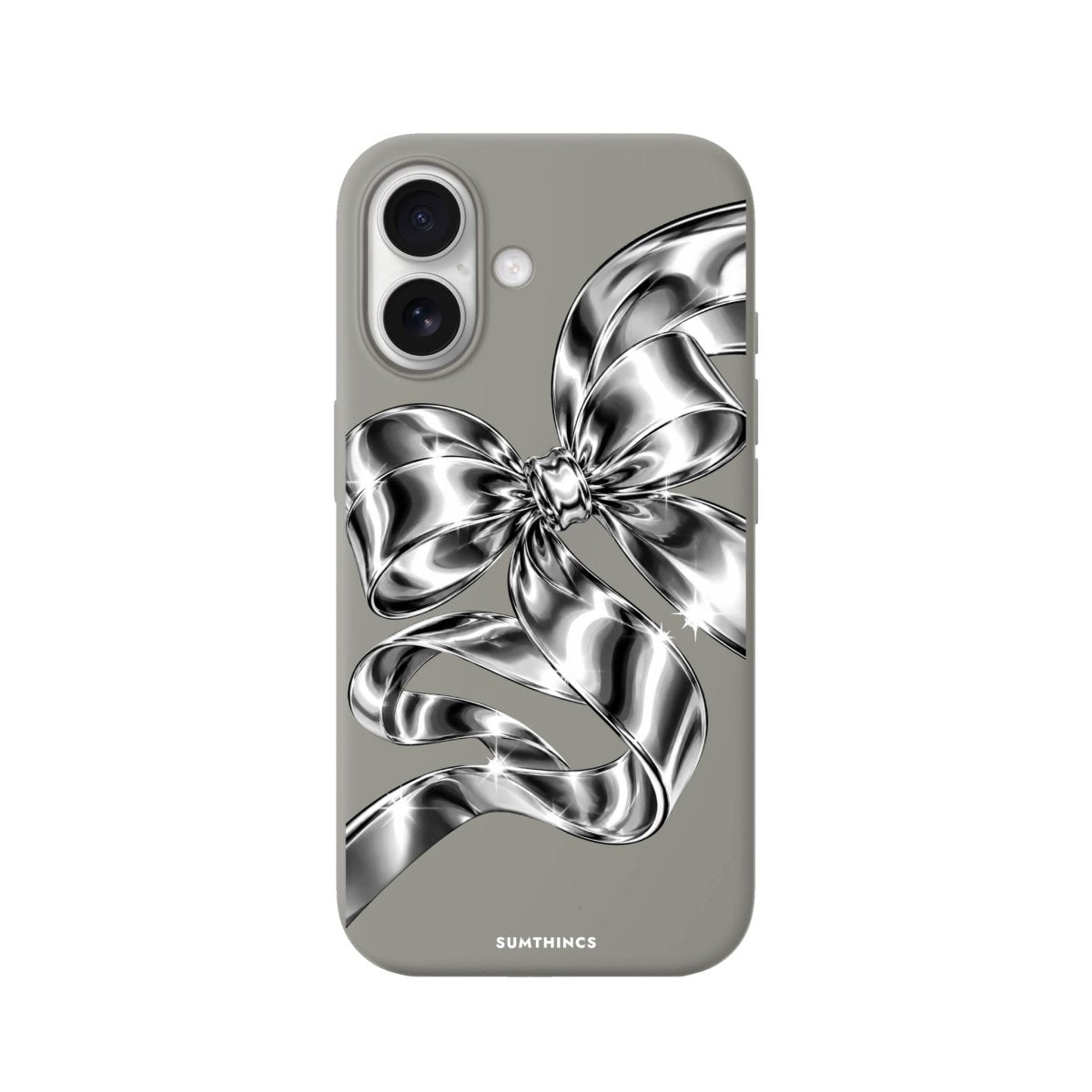 iPhone Silver Bow Premium Telefon Kılıfı Gri - Sumthincs