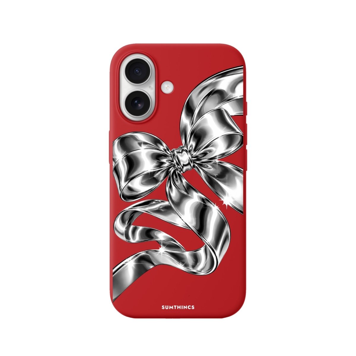 iPhone Silver Bow Premium Telefon Kılıfı Kırmızı - Sumthincs
