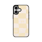 iPhone Smiling Check Leather Deri Telefon Kılıfı Bej - Sumthincs