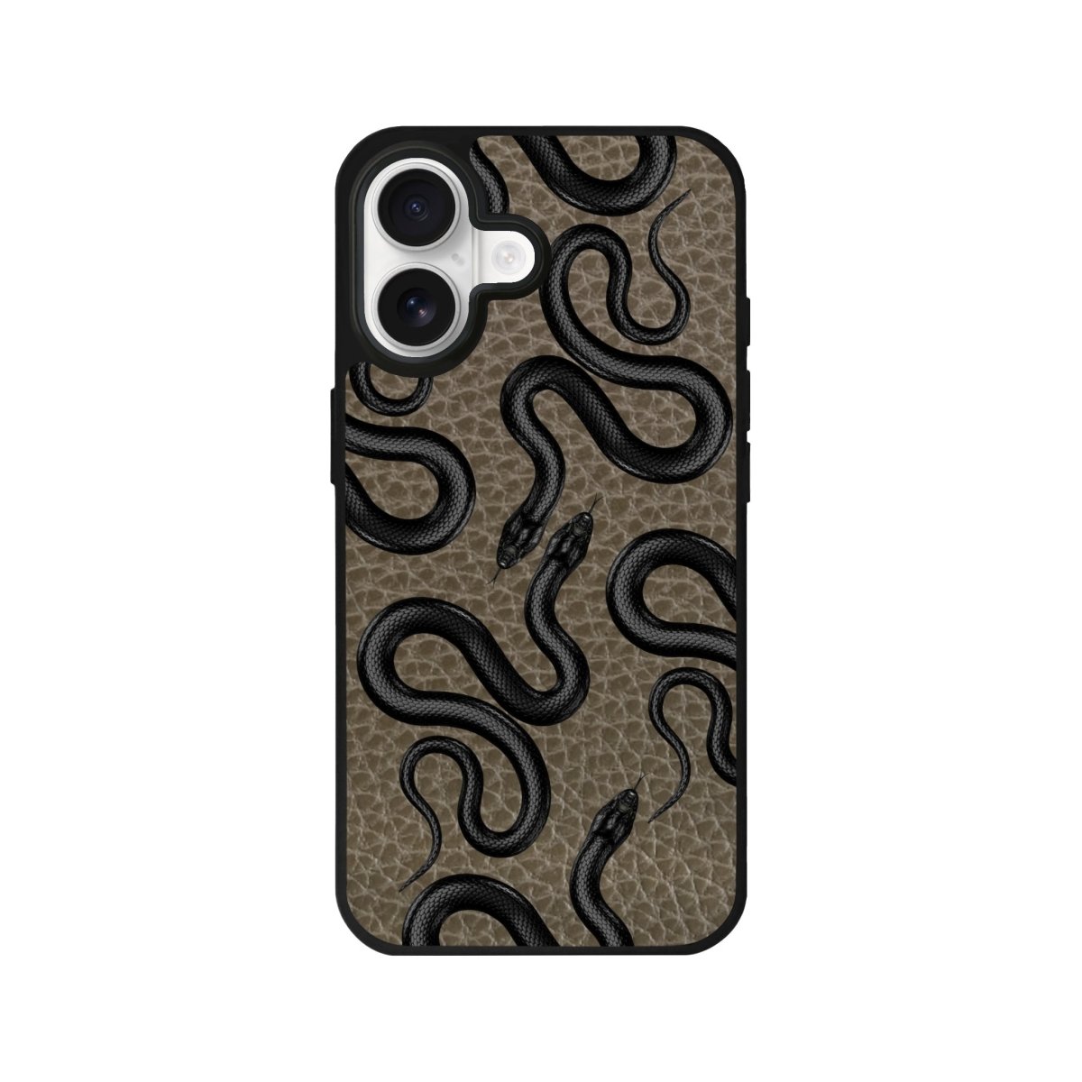iPhone Snakes Leather Deri Telefon Kılıfı Haki - Sumthincs