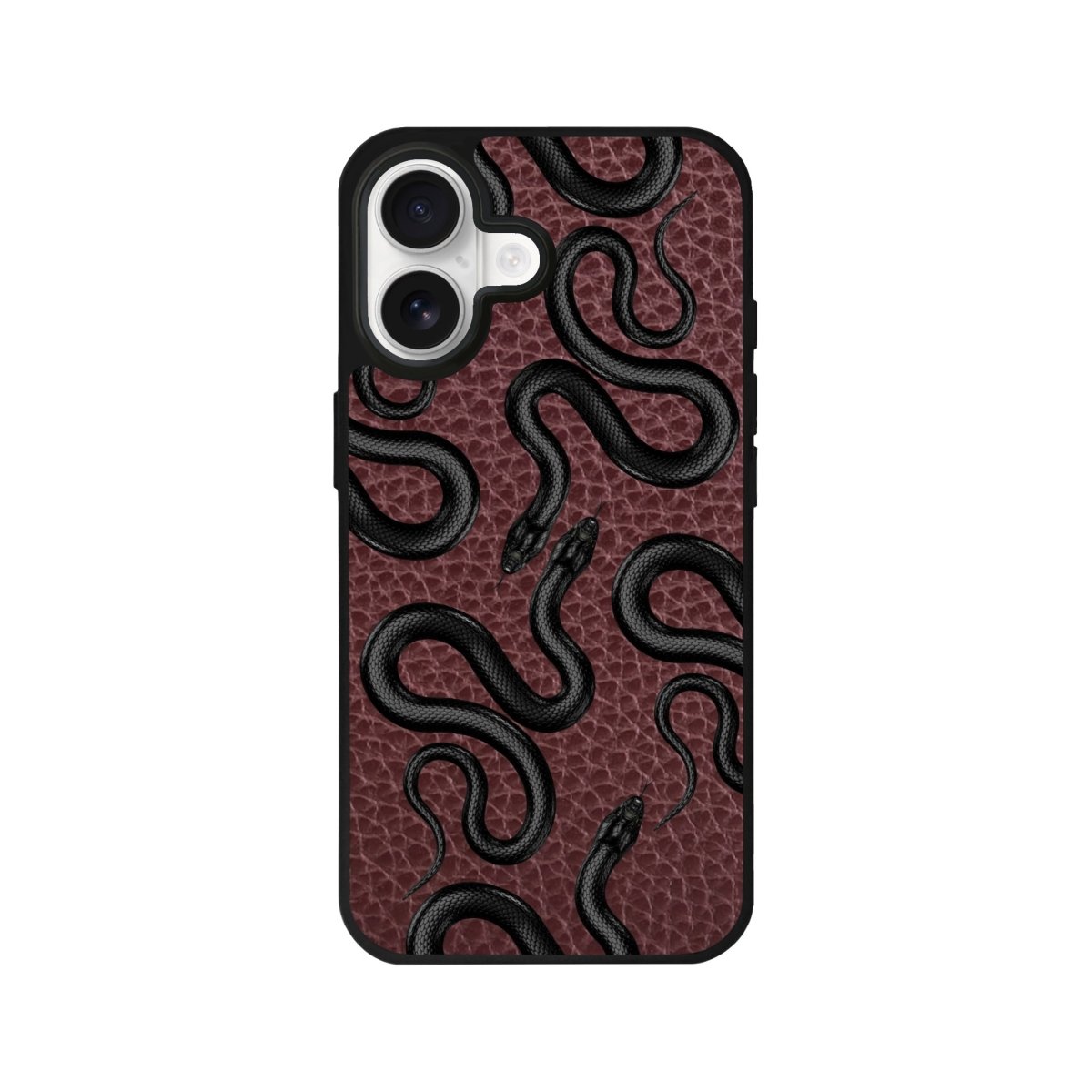 iPhone Snakes Leather Deri Telefon Kılıfı Bordo - Sumthincs
