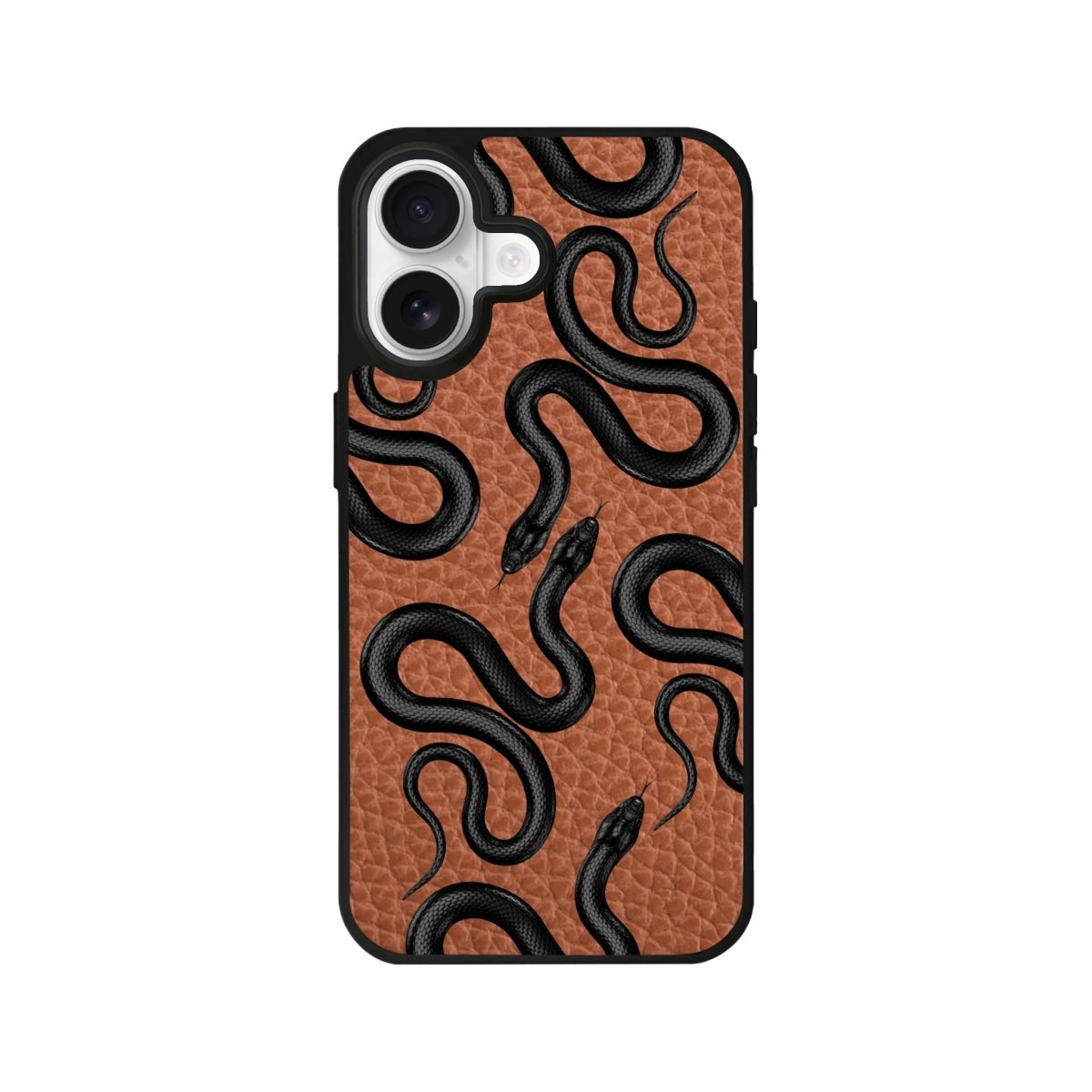 iPhone Snakes Leather Deri Telefon Kılıfı Kahverengi - Sumthincs