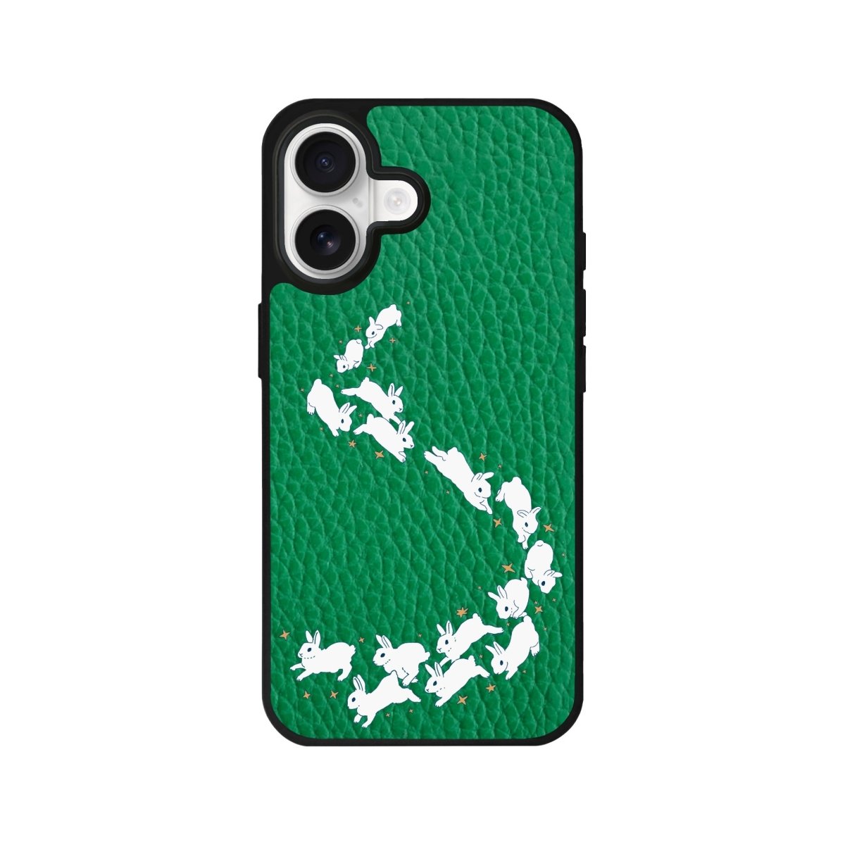 iPhone Starry Bunnies Leather Deri Telefon Kılıfı Yeşil - Sumthincs