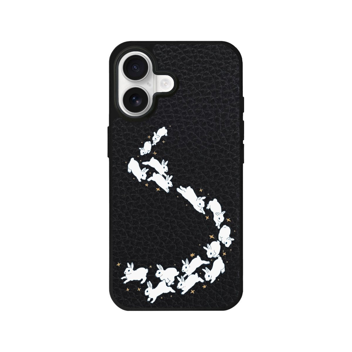 iPhone Starry Bunnies Leather Deri Telefon Kılıfı Siyah - Sumthincs