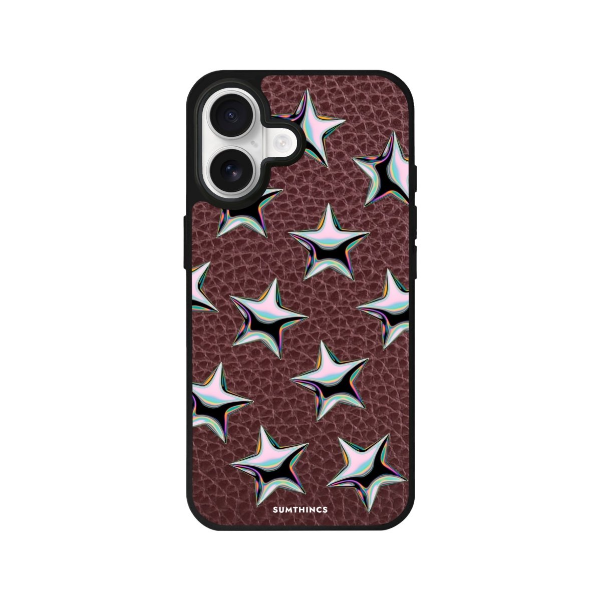 iPhone Stars Leather Deri Telefon Kılıfı Bordo - Sumthincs