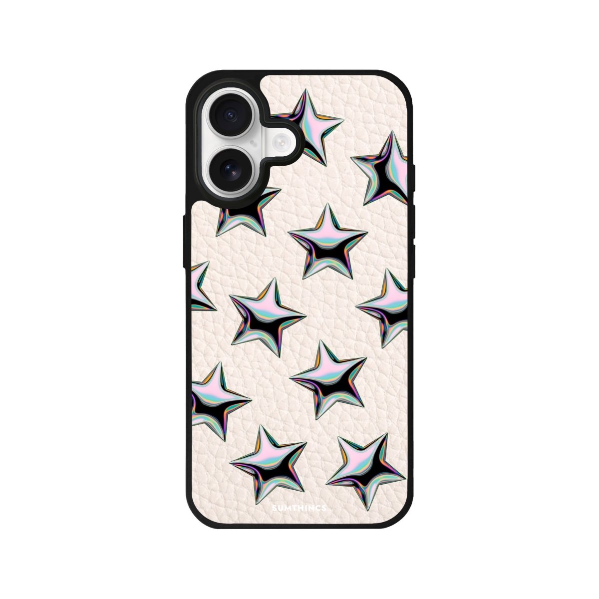 iPhone Stars Leather Deri Telefon Kılıfı Bej - Sumthincs