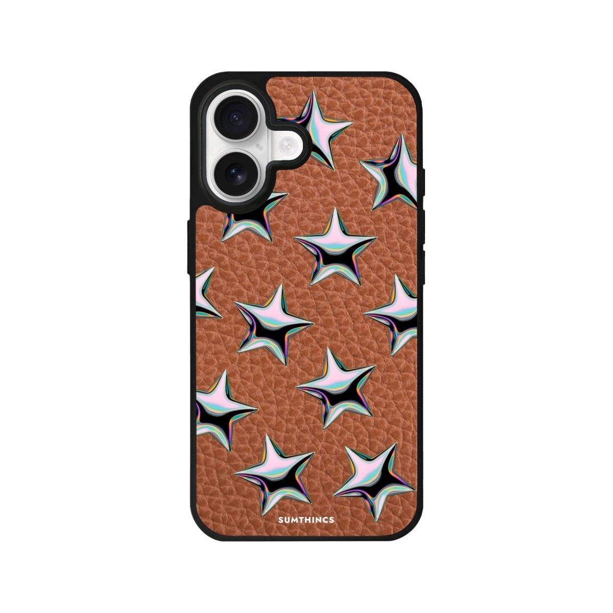 iPhone Stars Leather Deri Telefon Kılıfı Kahverengi - Sumthincs