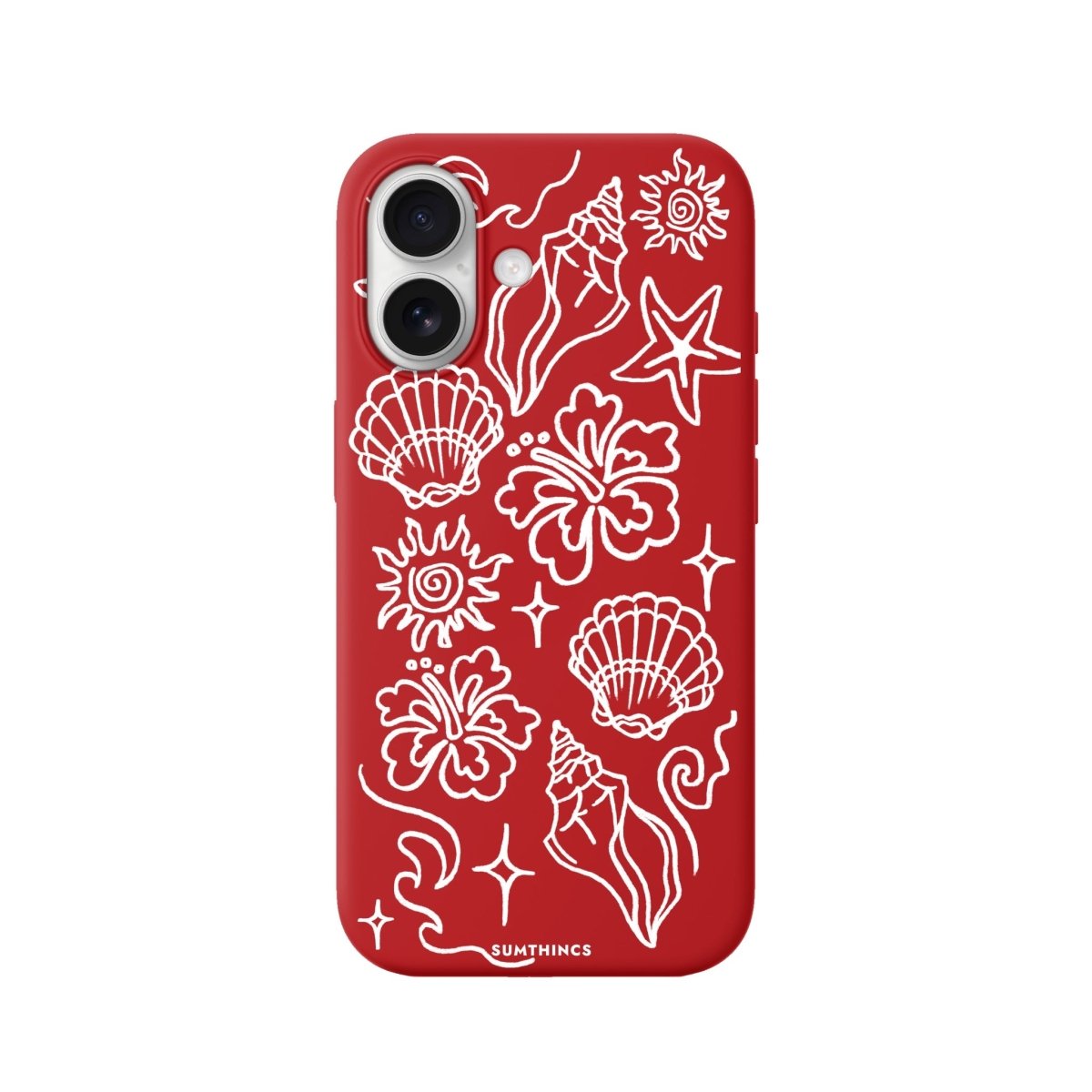 iPhone Summer Sketch Premium Telefon Kılıfı Kırmızı - Sumthincs
