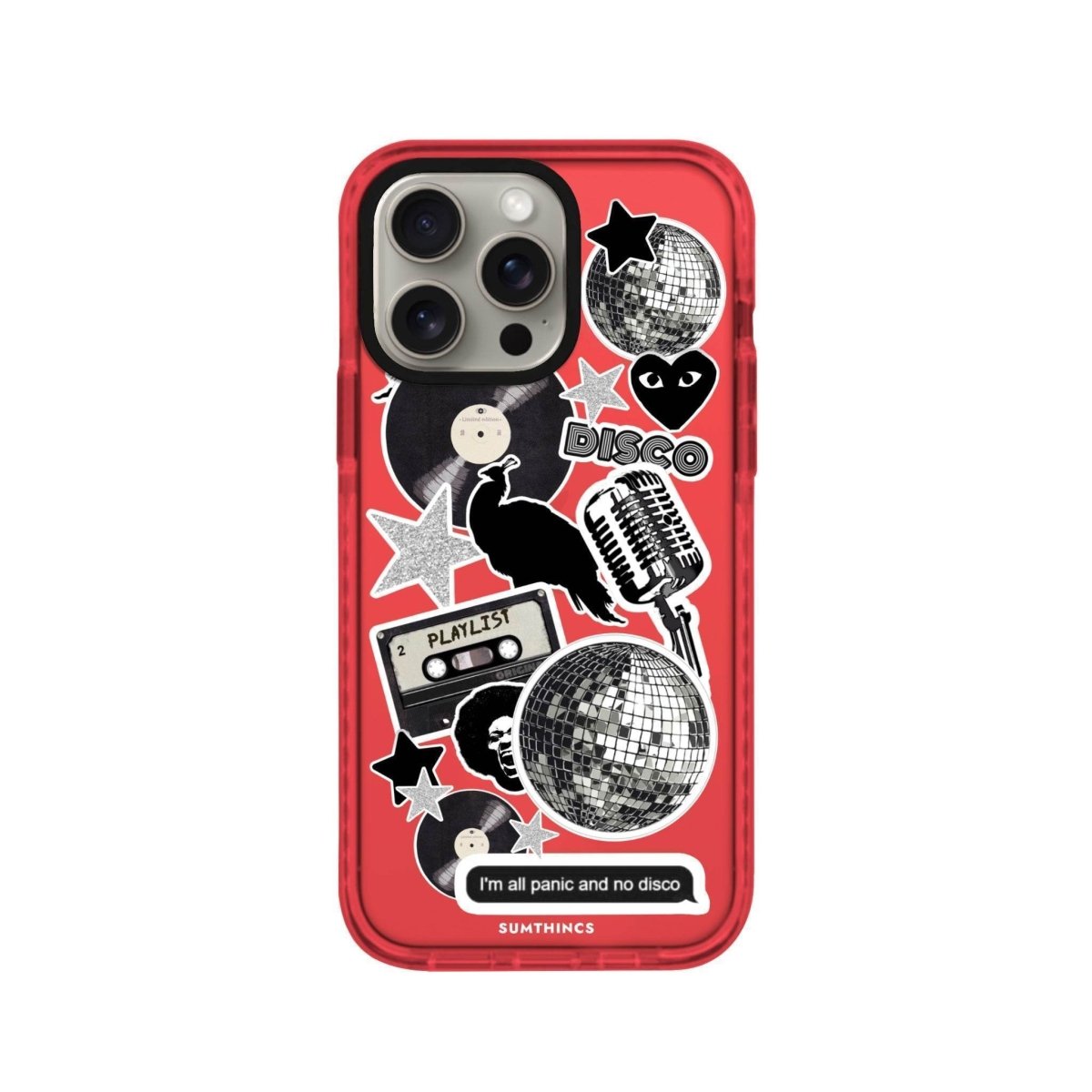 iPhone XR Disco Stickers Procase Şeffaf Telefon Kılıfı Kırmızı - SUMTHINCS