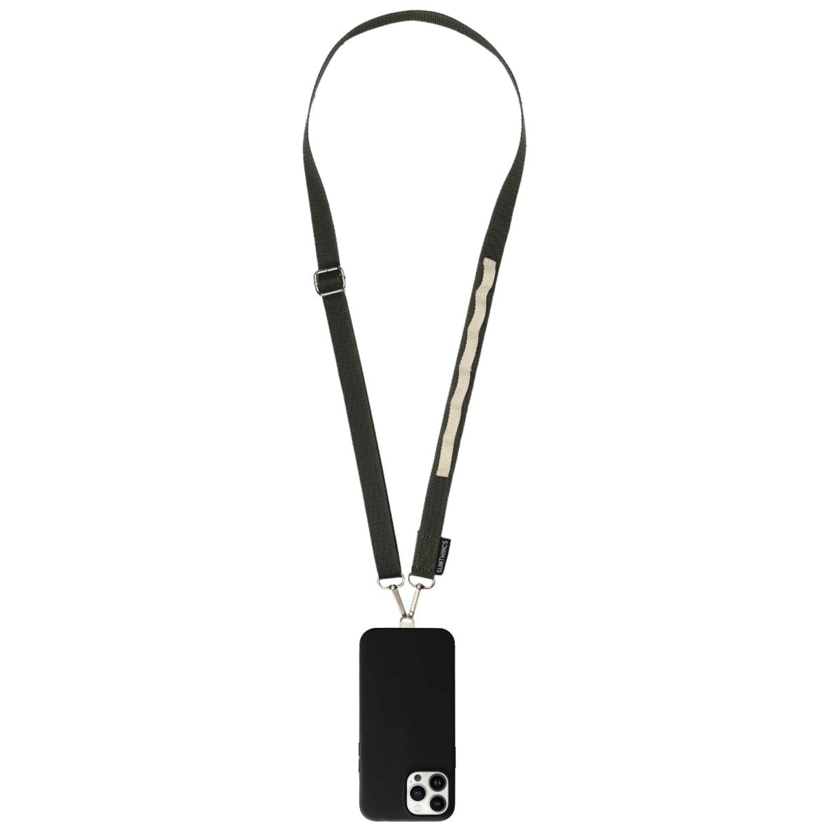 Khaki and White Utility Hoop Strap Telefon Boyun Askısı - SUMTHINCS