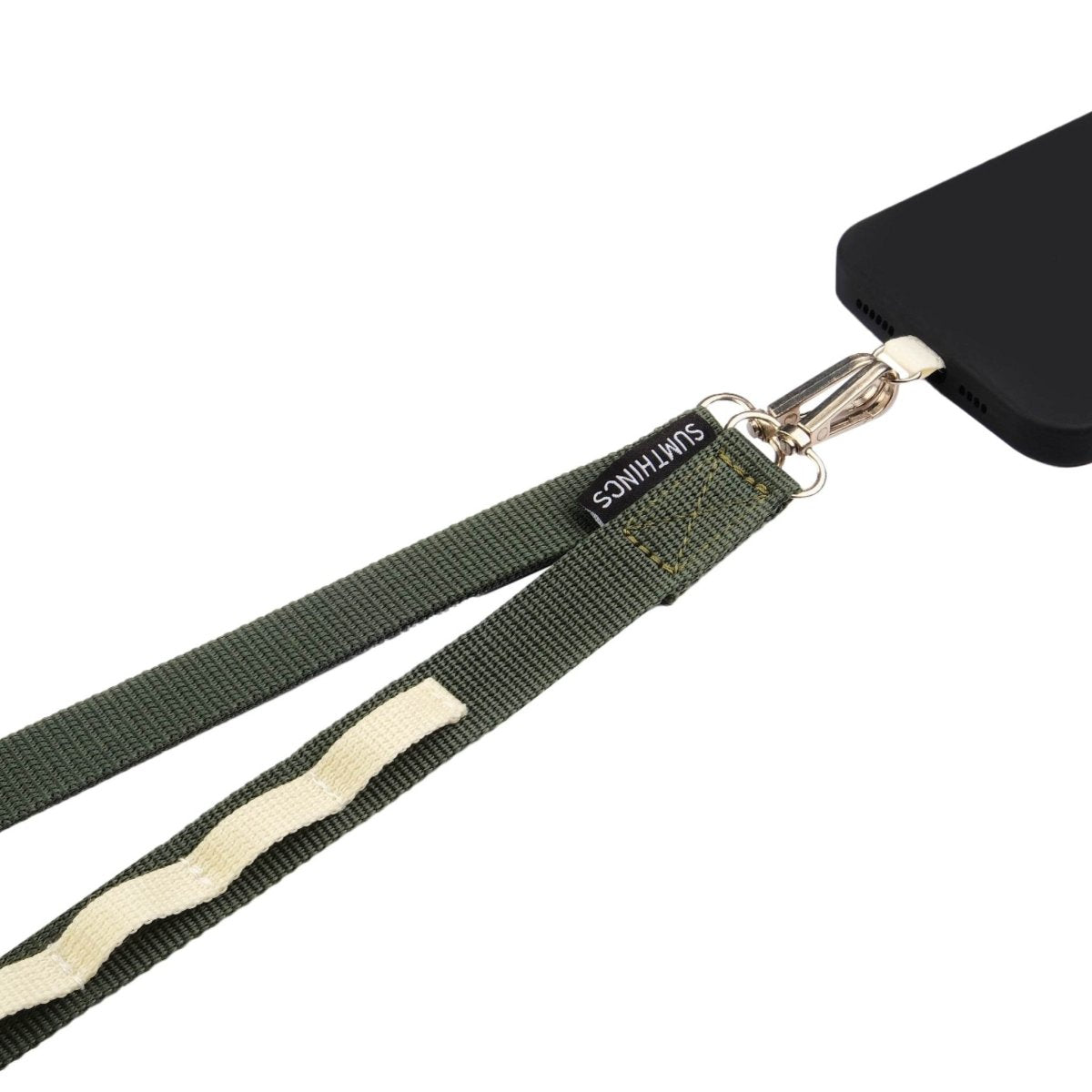Khaki and White Utility Hoop Strap Telefon Boyun Askısı - SUMTHINCS