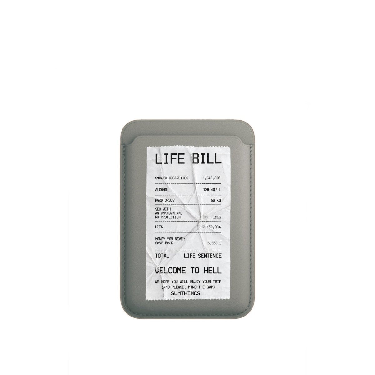 Life Bill MagSafe Deri Cüzdan Wallet Gri - Sumthincs