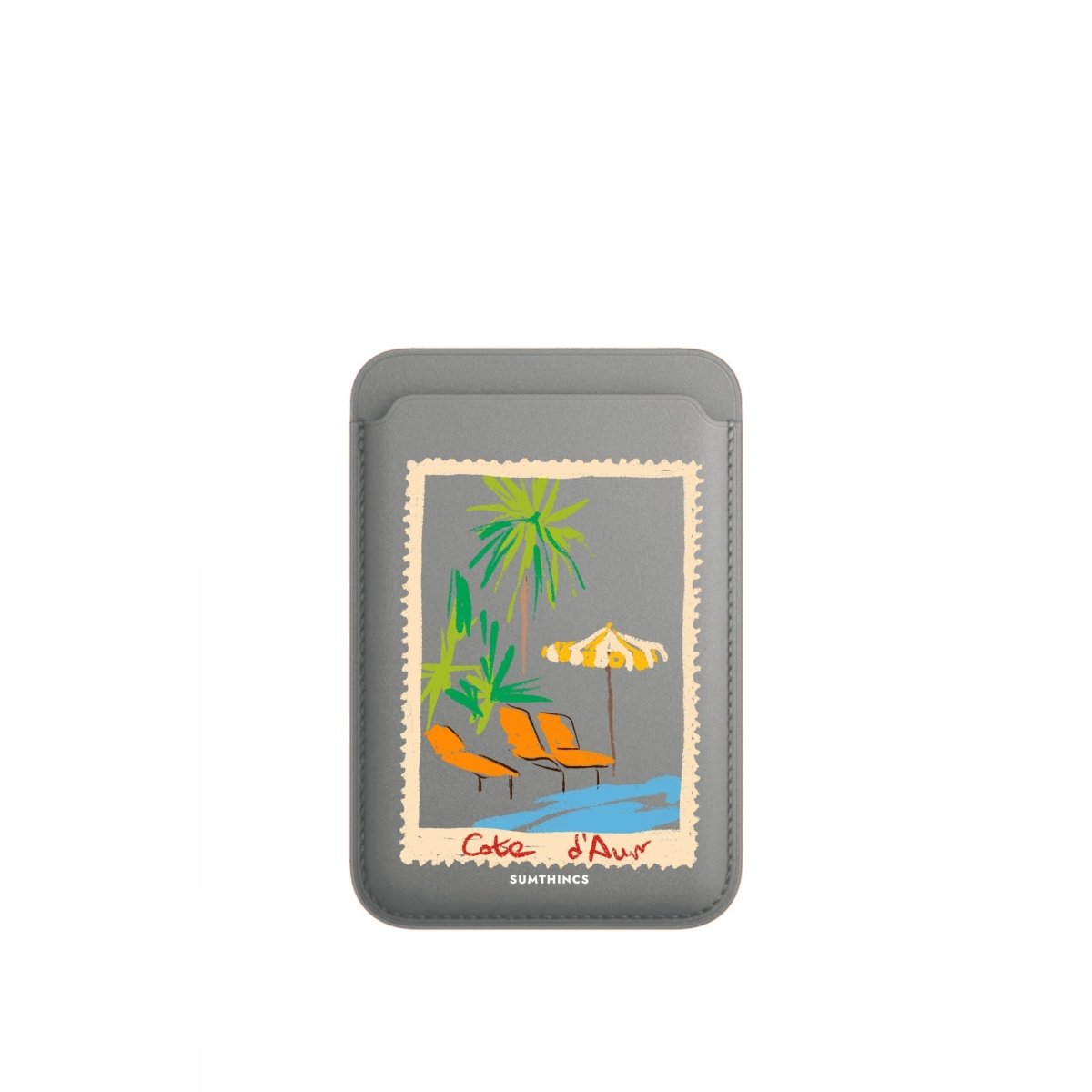 Postcard MagSafe Deri Cüzdan Wallet Gri - Sumthincs